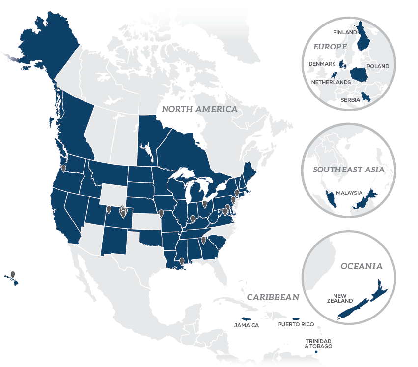 Map showing location of FAST government agency clients around the world