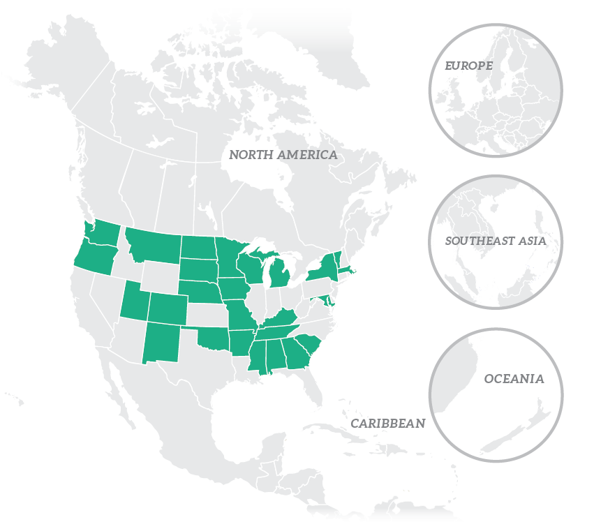 Map showing location of FAST government agency clients around the world